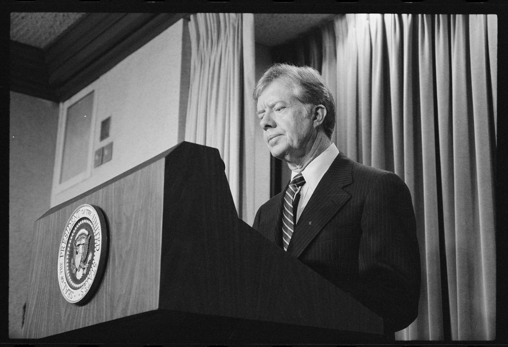 No Known Restrictions: President Jimmy Carter Announces Sanctions on Iran by Marion S. Trikosko, 1980 (LOC)