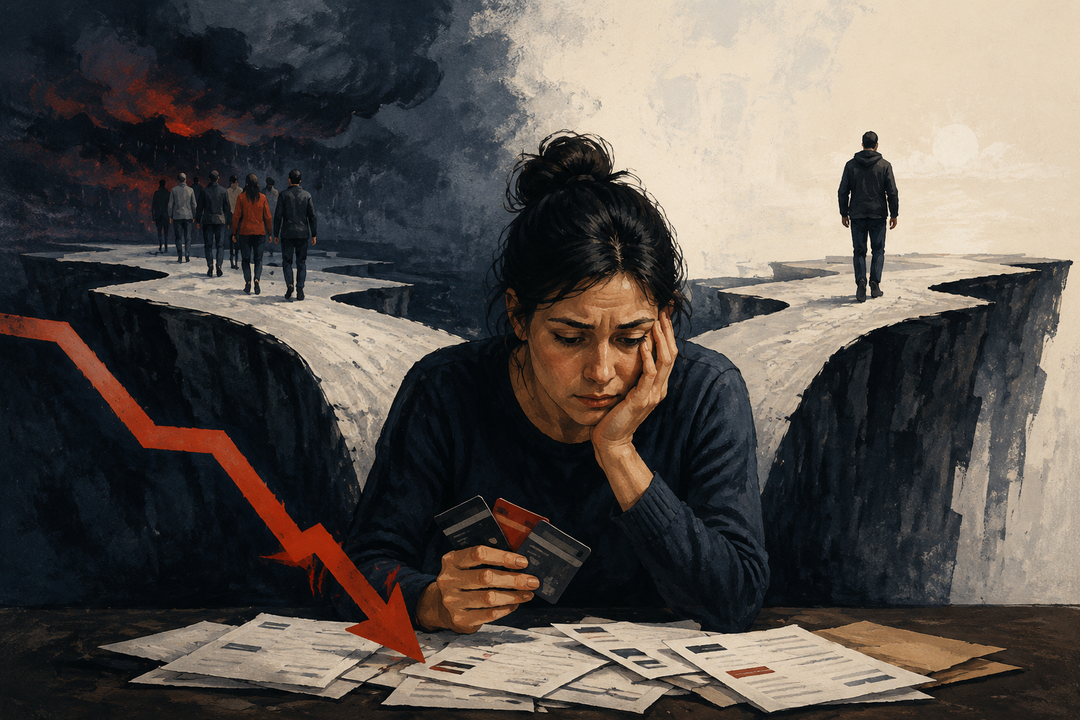 TransUnion Study: Credit Scores Drop More in Debt Settlement Than in Bankruptcy | Credit Cards | U.S. News specific real-world editorial scene — Newsr illustration