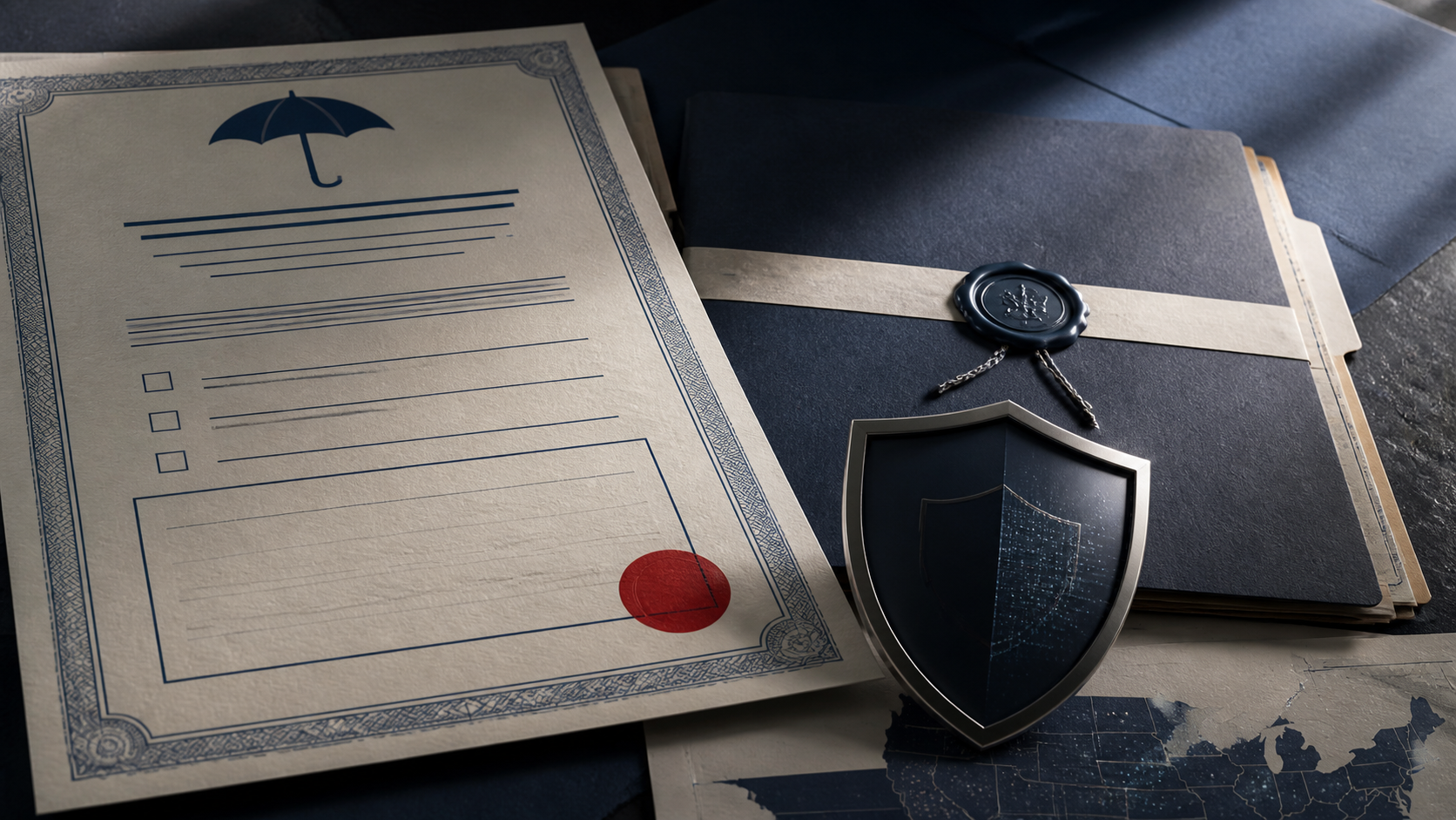 Editorial illustration of an insurance policy, protected personal data and a proposed settlement claim process awaiting court approval.